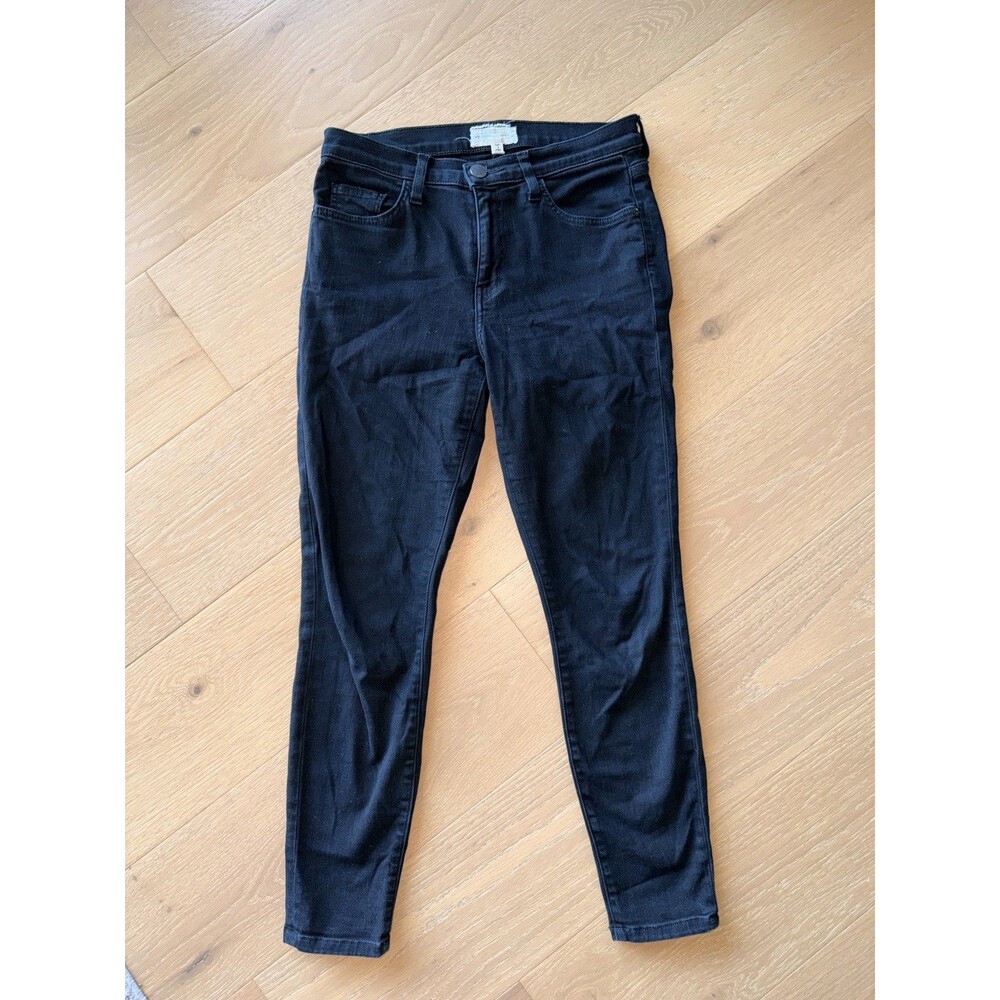 Current Elliott The High Waist Stiletto Cropped Skinny Designer Jeans Blk Sz 29